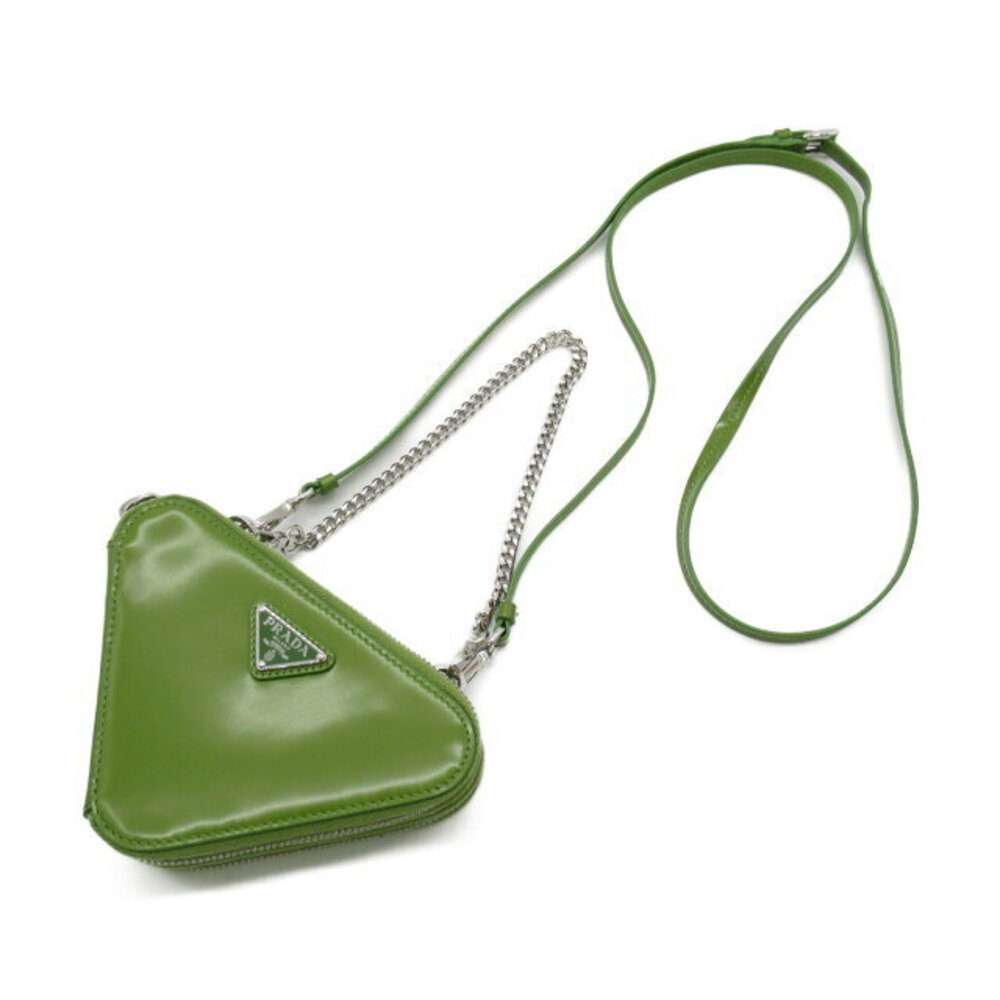 PRADA Shoulder Bag Accessory Handle Brushed Leather Green Bag - Picture 5 of 9